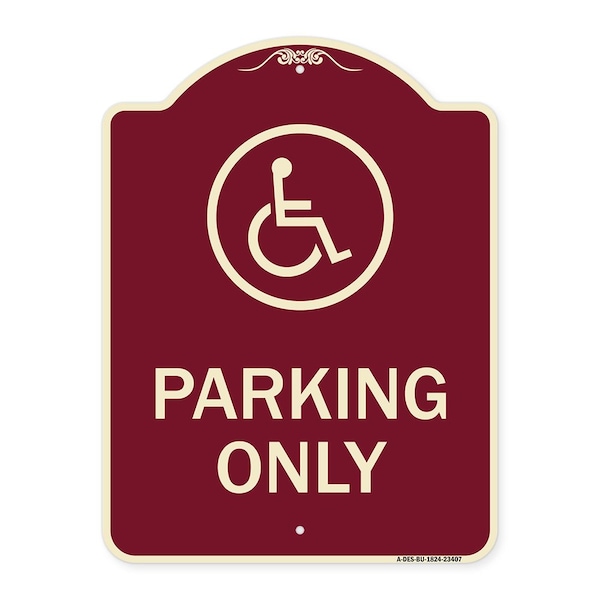 Signmission Parking With New Access Symbol Heavy-Gauge Aluminum Architectural Sign, 24" x 18", BU-1824-23407 A-DES-BU-1824-23407 - main